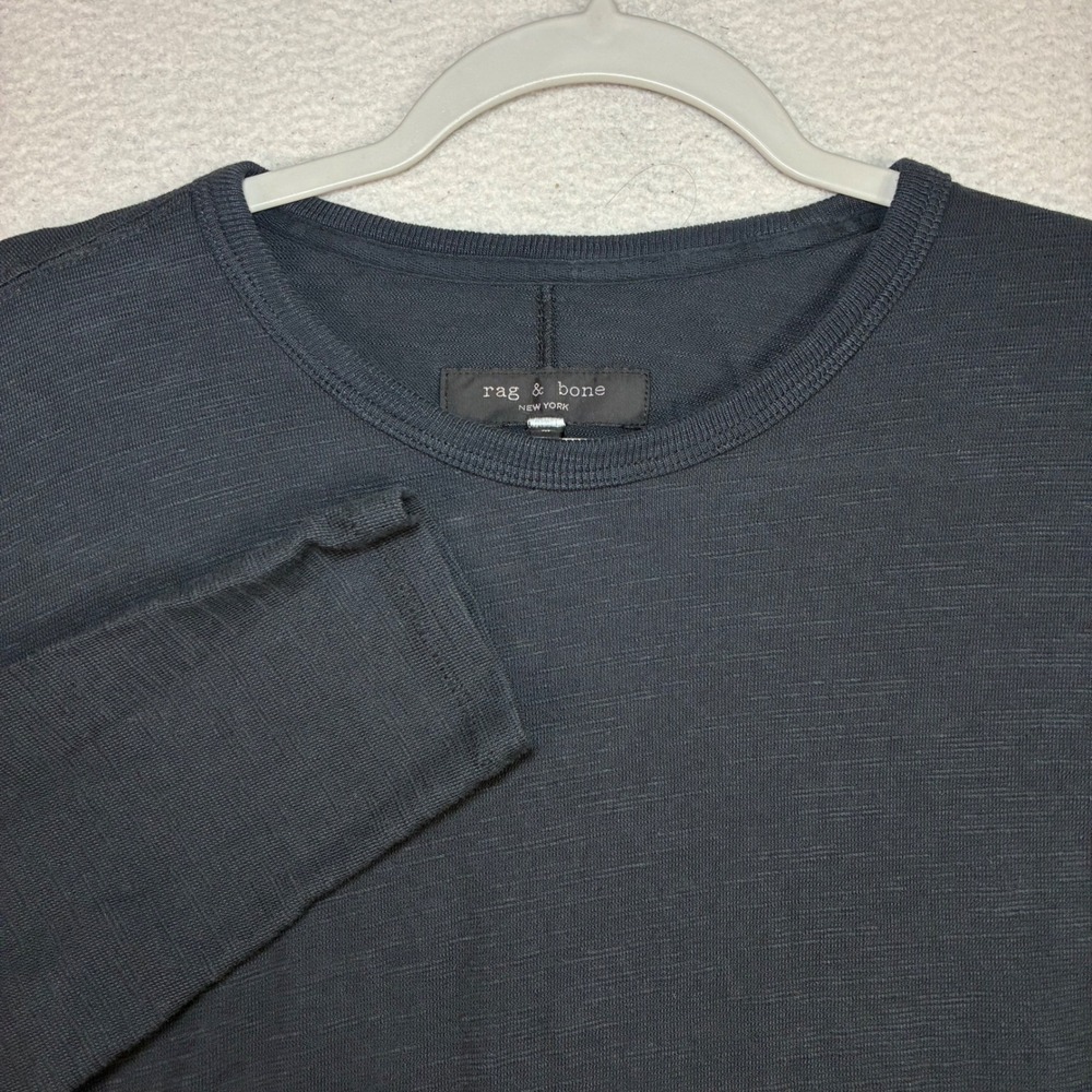 Rag Bone Long Sleeve T Shirt Men M Black Slub Cotton Pima Crewneck Casual